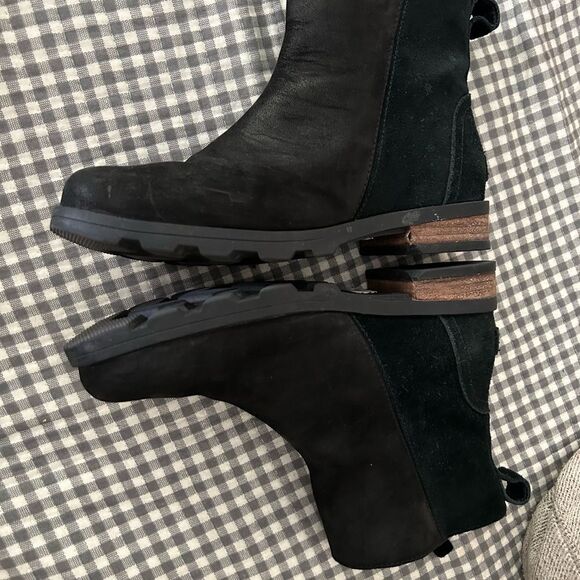 Sorel Emelie Chelsea zip Black Leather suede Ankle Bootie Women's Size 6… - Picture 9 of 9